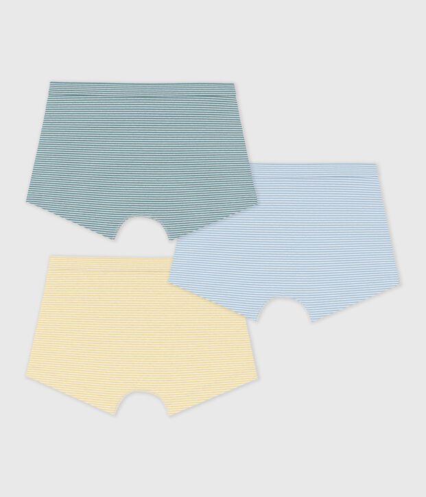 Lot de boxers enfant en coton &agrave; ceinture collet&eacute;e &agrave; rayures multicouleur