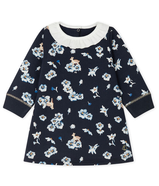 Robe manches longues bébé fille imprimée bleu SMOKING/blanc MULTICO CN