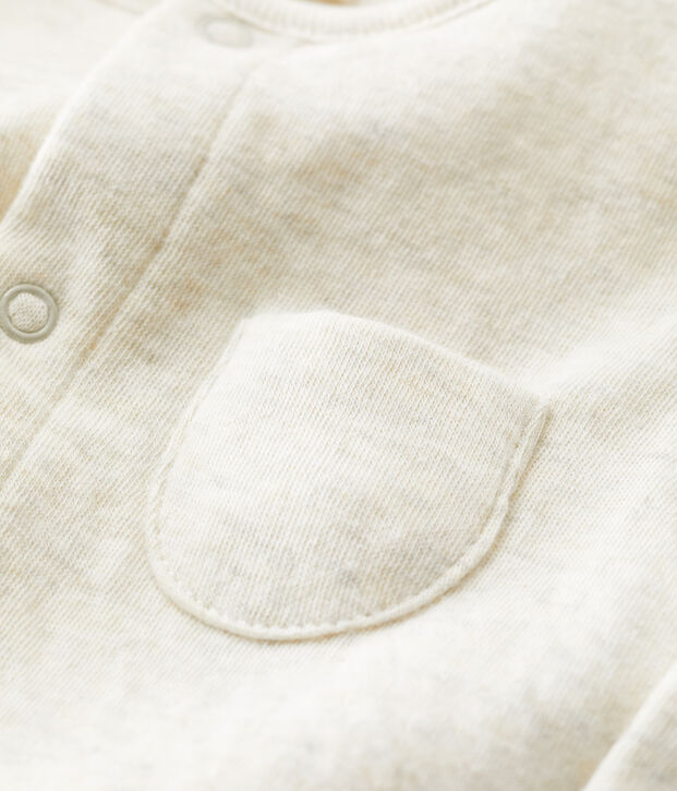 Combinaison longue unie en tubique bio b&eacute;b&eacute; beige chin&eacute;