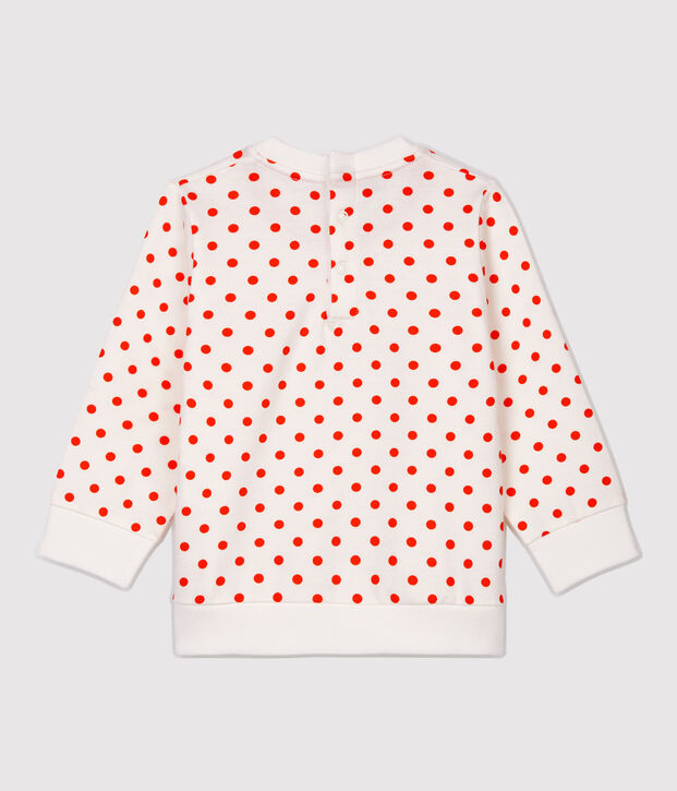 Sweatshirt en molleton b&eacute;b&eacute;. blanc/orange