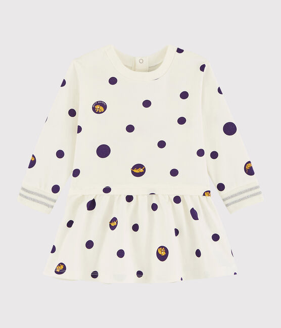 Robe manches longues bébé fille blanc MARSHMALLOW/blanc MULTICO