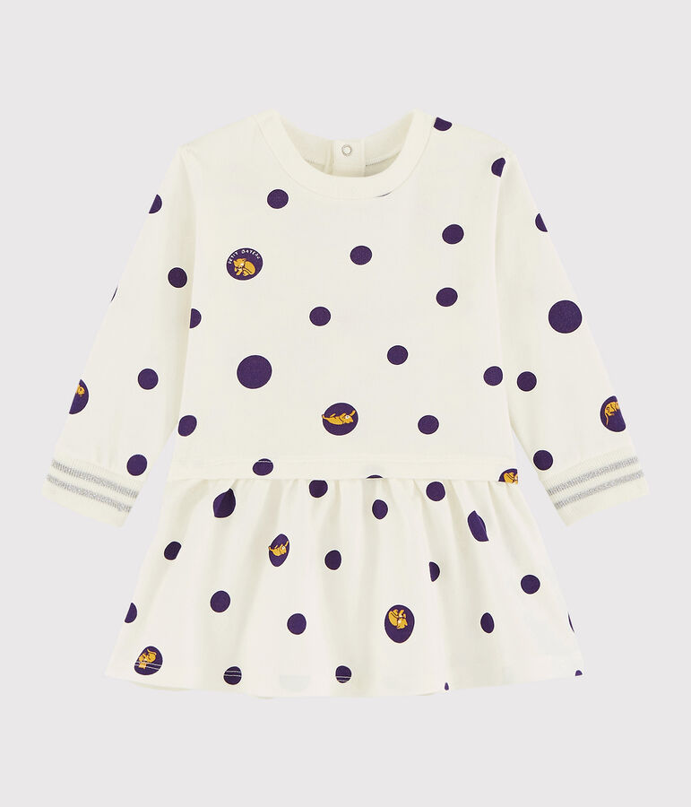 Robe manches longues b&eacute;b&eacute; fille blanc/multicouleur