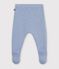 Pantalon b&eacute;b&eacute; en tricot laine et coton uni bleu clair