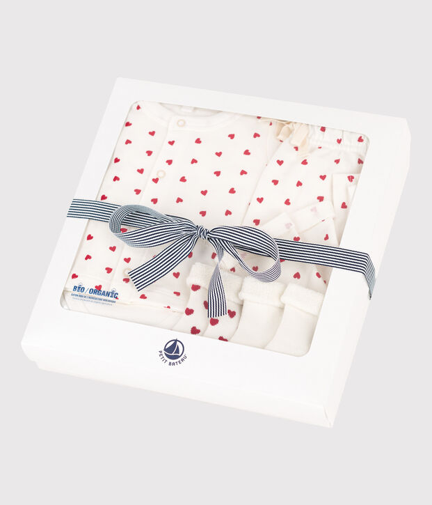 Coffret cadeau naissance petit c&oelig;ur multicouleur