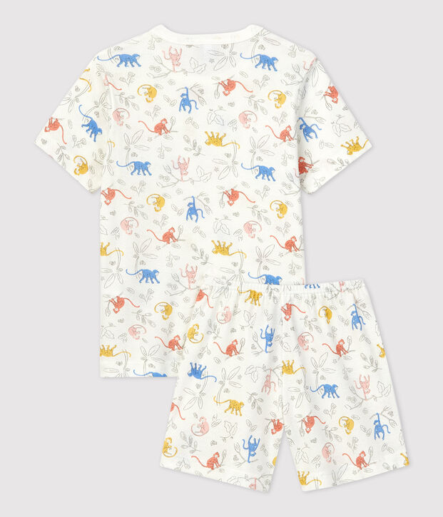 Pyjacourt singes en coton enfant blanc/multicouleur