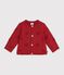 Cardigan b&eacute;b&eacute; en coton &agrave; motifs c&oelig;urs rouge