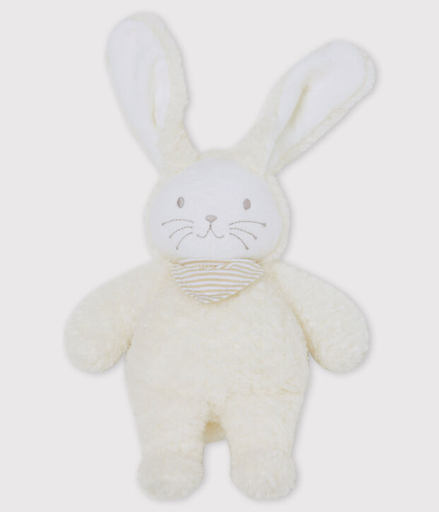 Doudou lapin musical b&eacute;b&eacute; en sherpa blanc