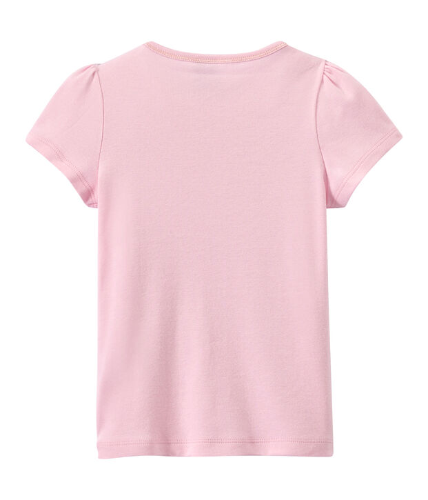 T-shirt fille &agrave; petit n&oelig;ud rose