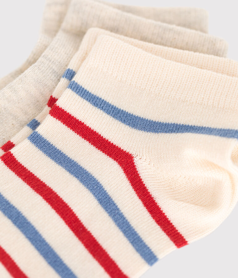 2 paires de chaussettes enfant en coton &agrave; rayures multicouleur