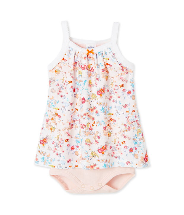 Body robe b&eacute;b&eacute; fille &agrave; bretelles blanc/rose/multicouleur