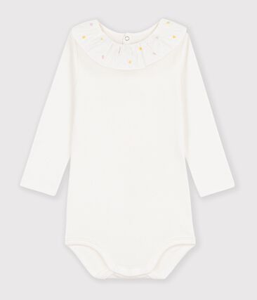 Body bébé en coton uni à col brodé