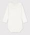 Body b&eacute;b&eacute; en coton uni &agrave; col brod&eacute; blanc