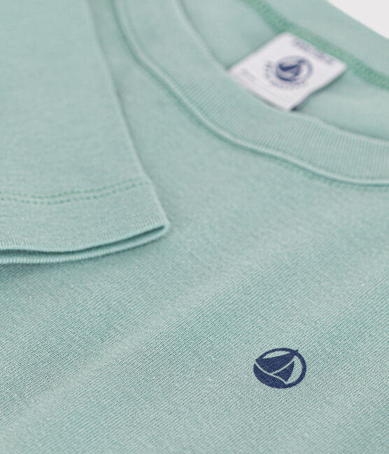 Tee-shirt manches longues en côte enfant fille / garçon vert PAUL