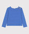 Marinière femme en coton manches longues bleu PERSE/blanc MARSHMALLOW