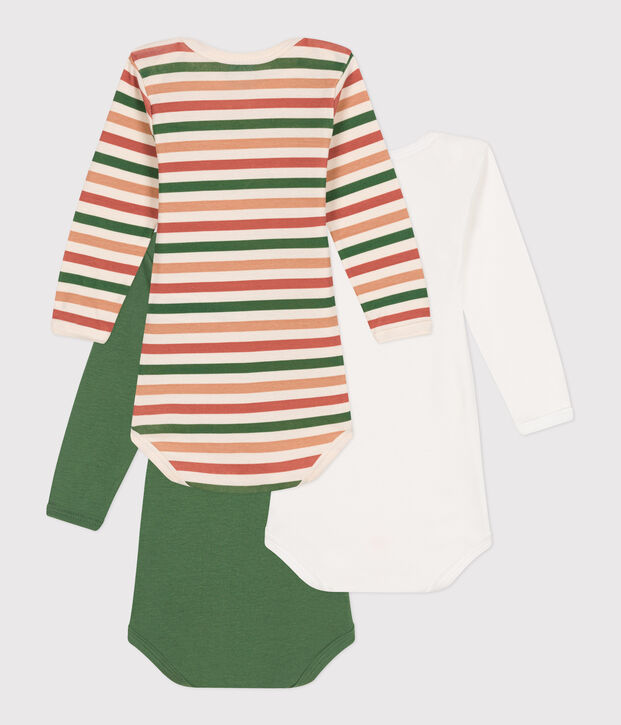 Lot de 3 bodies manches longues en coton b&eacute;b&eacute; multicouleur
