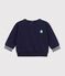 Sweatshirt b&eacute;b&eacute; en coton uni et son badge bleu marine