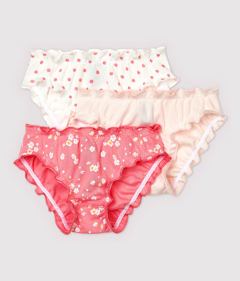 Lot de 3 culottes volant&eacute;es fleur de cerisier petite fille multicouleur
