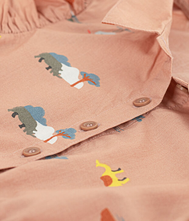 Robe sans manches en popeline enfant fille beige/multicouleur