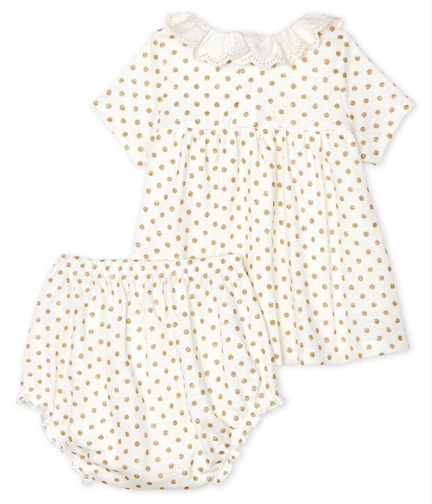Ensemble deux pi&egrave;ces b&eacute;b&eacute; fille blanc/jaune