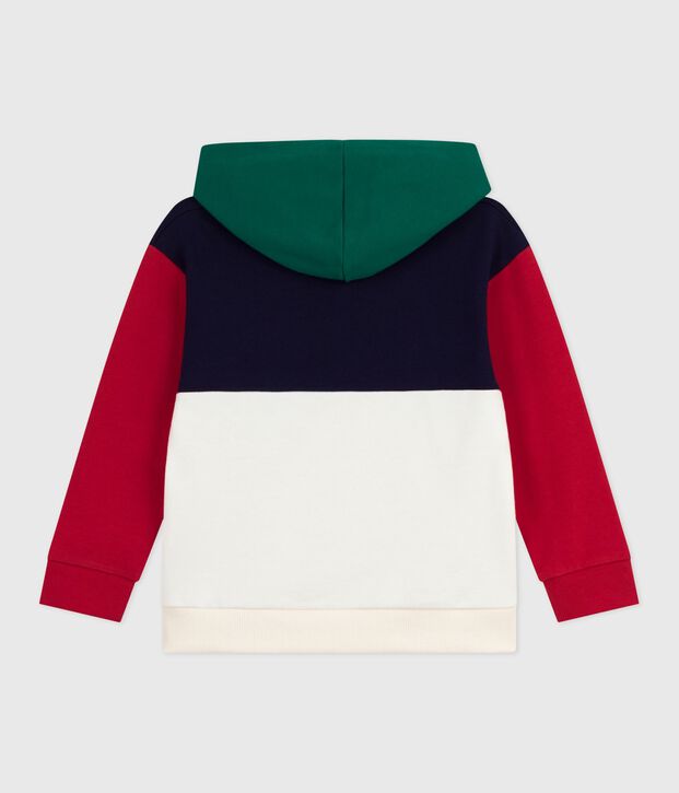 Sweatshirt &agrave; capuche enfant en coton colorblock bleu/multicouleur