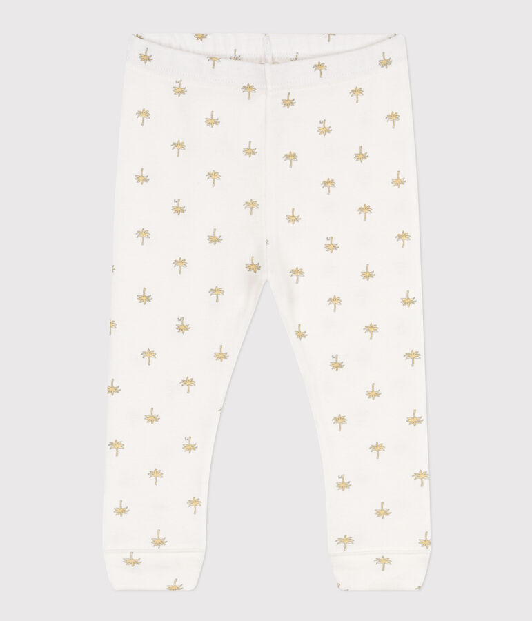 Legging b&eacute;b&eacute; en coton imprim&eacute; fleuri blanc/gris