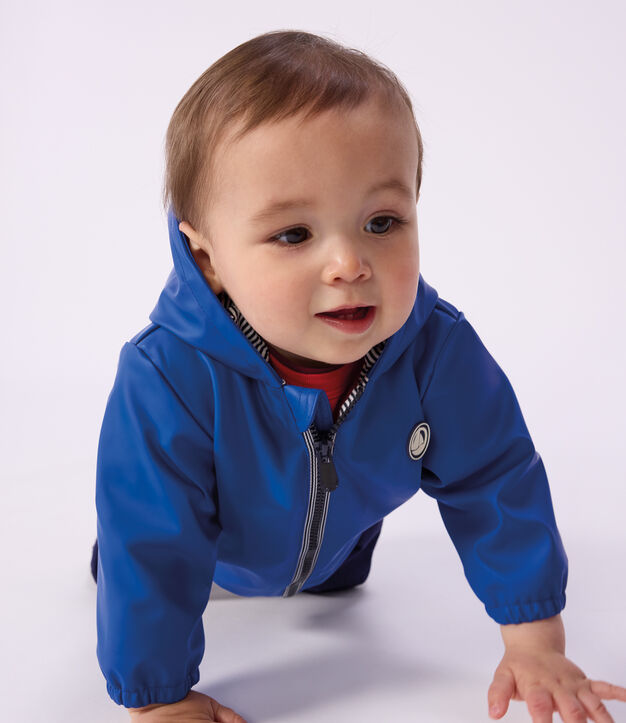Blouson b&eacute;b&eacute; en PU uni bleu vif