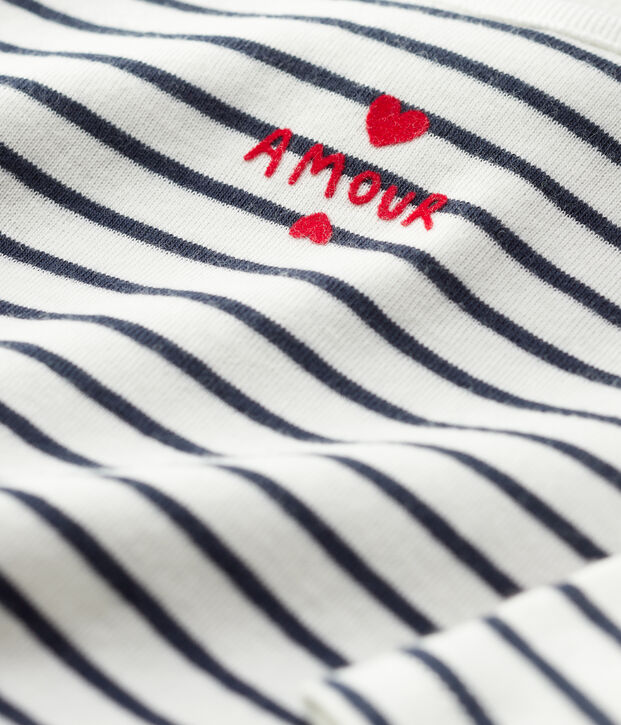 Body marini&egrave;re b&eacute;b&eacute; en coton biologique blanc/bleu