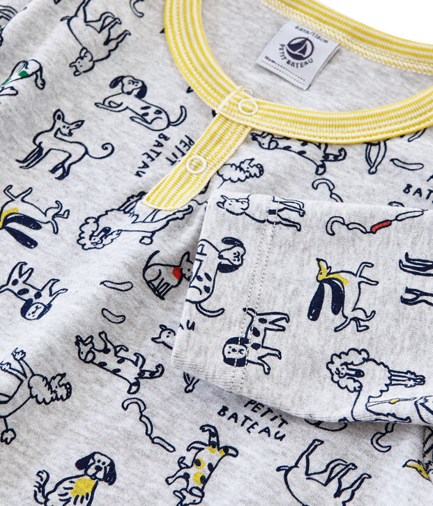 Pyjama en c&ocirc;te gris/multicouleur