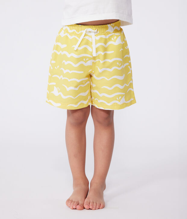 Short de bain enfant imprim&eacute; jaune/blanc