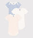 Lot de 3 bodies manches courtes fleurs en coton bébé