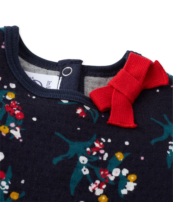 Robe bébé fille en tubique imprimé bleu SMOKING/blanc MULTICO