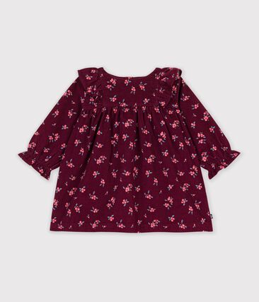 Robe bébé en velours manches longues imprimée à fleurs