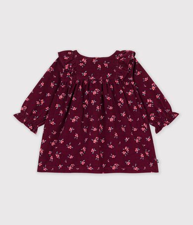 Robe b&eacute;b&eacute; en velours manches longues imprim&eacute;e &agrave; fleurs
