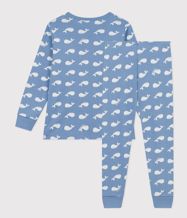 Pyjama en coton imprim&eacute; baleine enfant bleu BEACH/ MARSHMALLOW