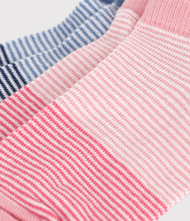 2 paires de chaussettes enfant fille en coton milleraies multicouleur