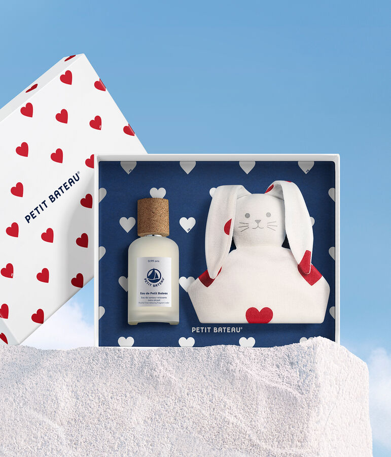 Coffret cadeau Parfum b&eacute;b&eacute; 50ml & doudou coeur bleu Floral Citrus Musc