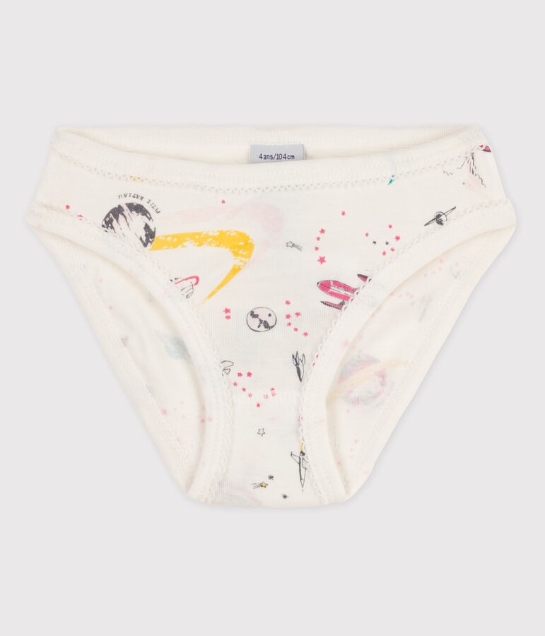 Culotte petite fille en coton blanc/rose/multicouleur