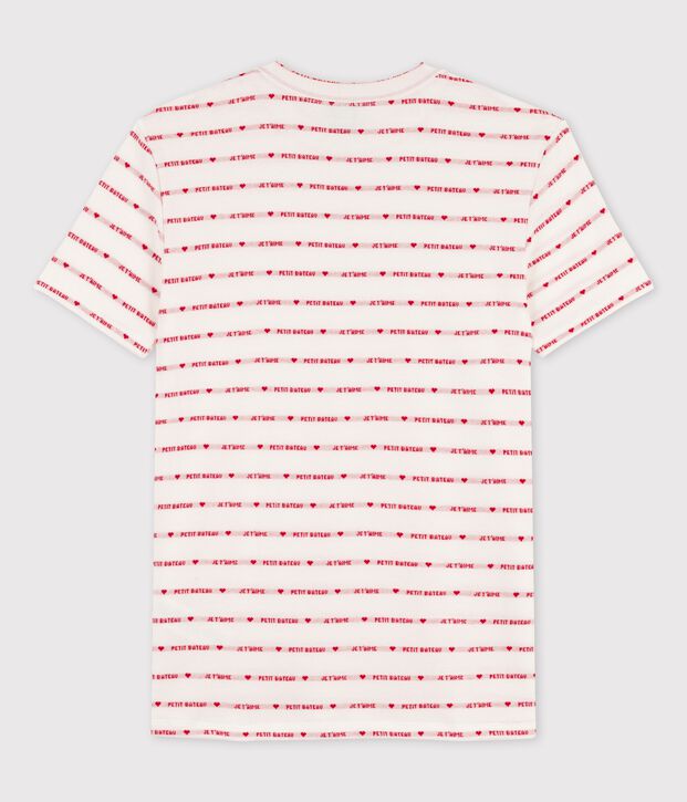 Tee-shirt L'ICONIQUE col rond en coton bio Femme blanc/rouge
