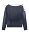 Sweat manches longues femme bleu SMOKING/beige COQUILLE