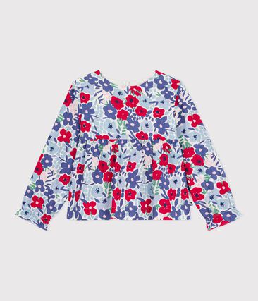 Blouse enfant en coton manches longues imprimée fleurs