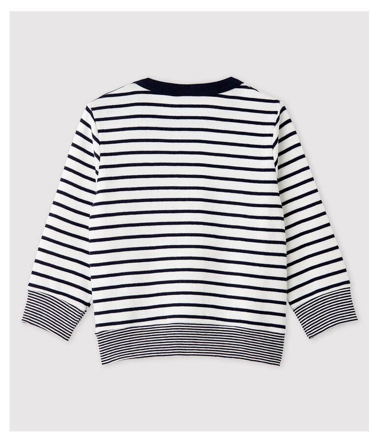 Sweatshirt rayures marini&egrave;res en coton b&eacute;b&eacute; gar&ccedil;on blanc/bleu