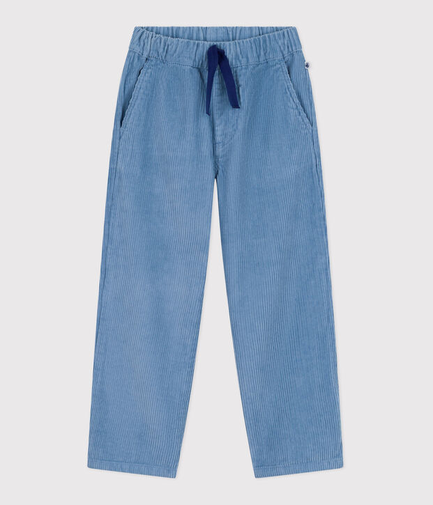 Pantalon enfant en velours uni bleu