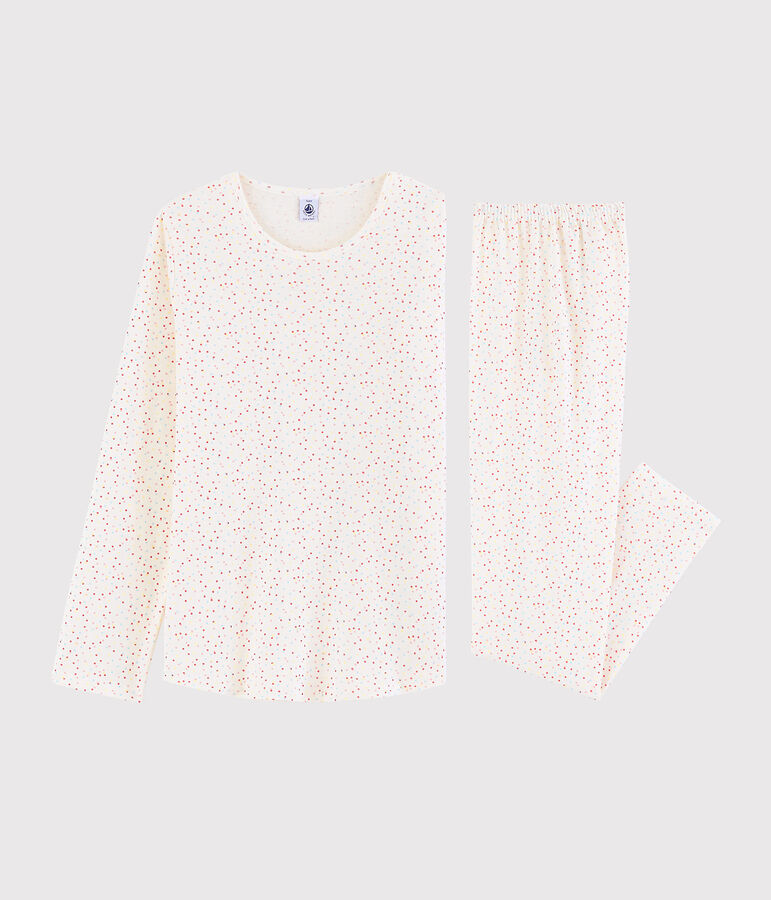 Pyjama pois multico fille - femme en coton biologique blanc/multicouleur