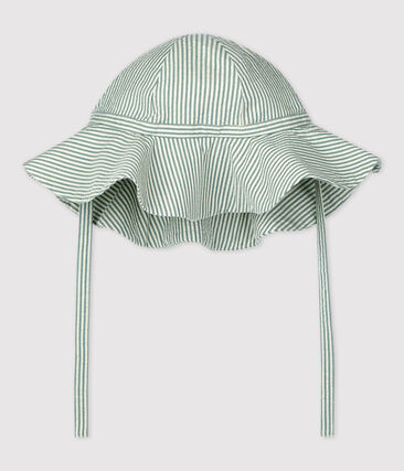PETIT BATEAU - Capeline en seersucker rayé bébé.