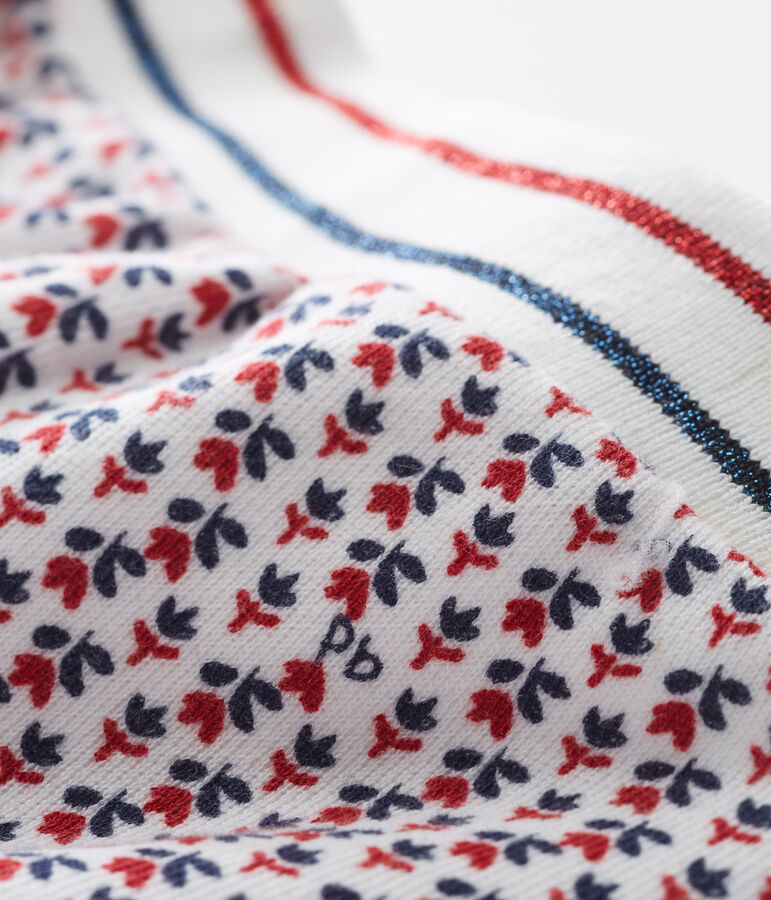 Pantalon b&eacute;b&eacute; fille en molleton imprim&eacute; blanc/multicouleur