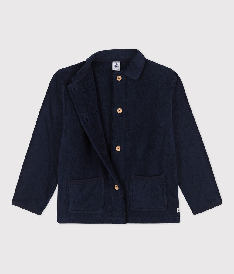 Robe de chambre en &eacute;ponge enfant bleu SMOKING