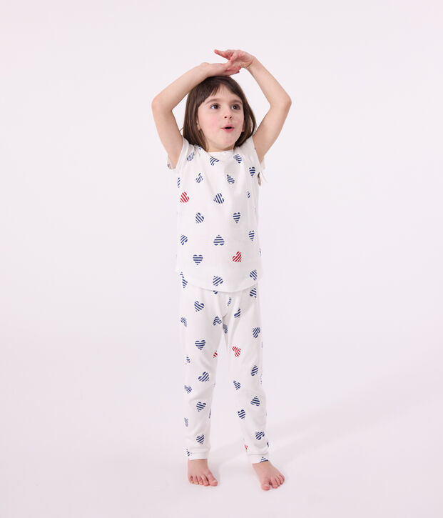 Pyjama enfant en coton blanc/rouge/multicouleur