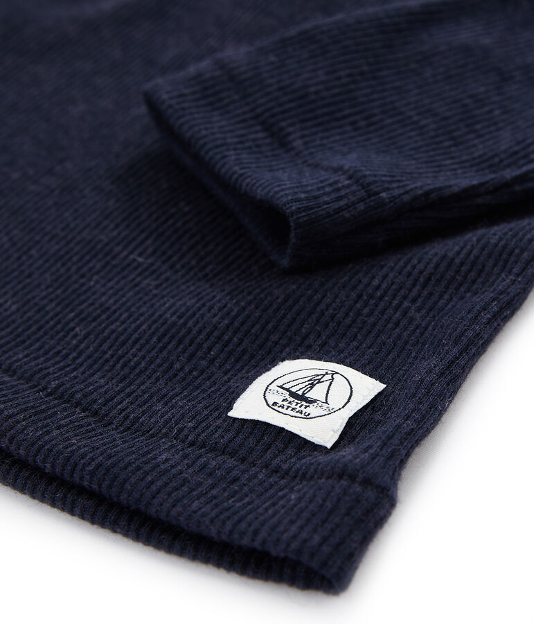 Tee-shirt manches longues enfant en coton laine soie bleu