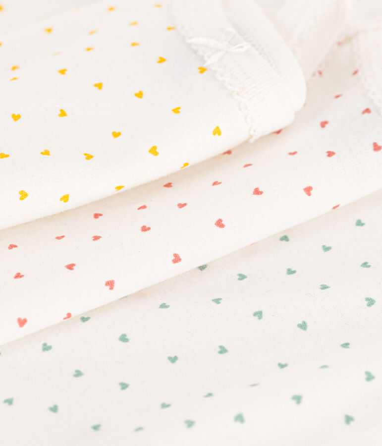 Lot de 3 bodies bretelles coeurs en coton multicouleur