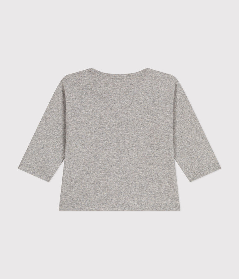 Tee-shirt manches longues en coton b&eacute;b&eacute; gris CHATON CHINE